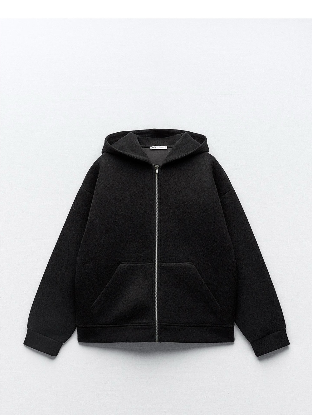 Black Zip-Up Hooded Jacket neoprene oversized
